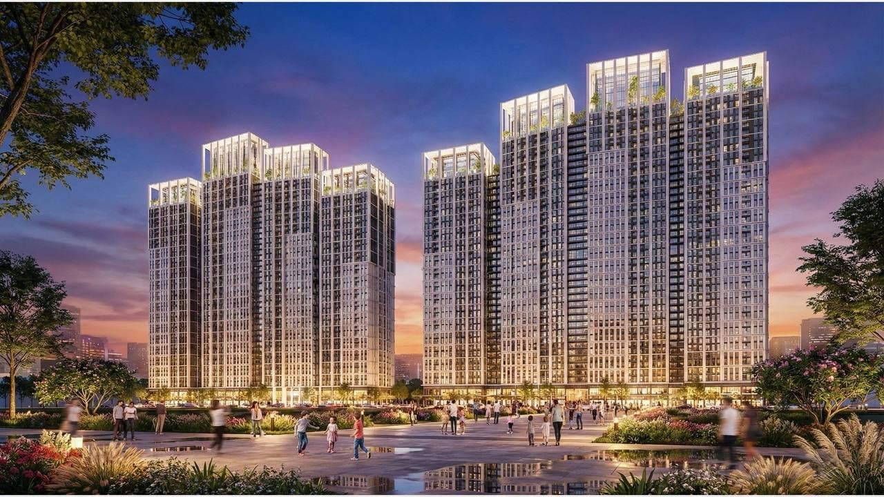 Beacon Tower - phối cảnh cụm tháp Blanca City về đêm